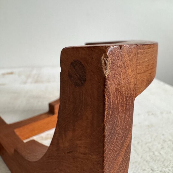 Vintage Open Teak Wood Casserole Stand - Wooden Teak Pot Holder - Picture 8 of 8